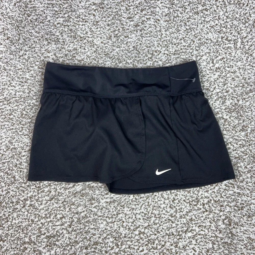 Nike Skirt Womens Small Black Lined Running Athletic Gym Sport Zip Pocket Slit‎